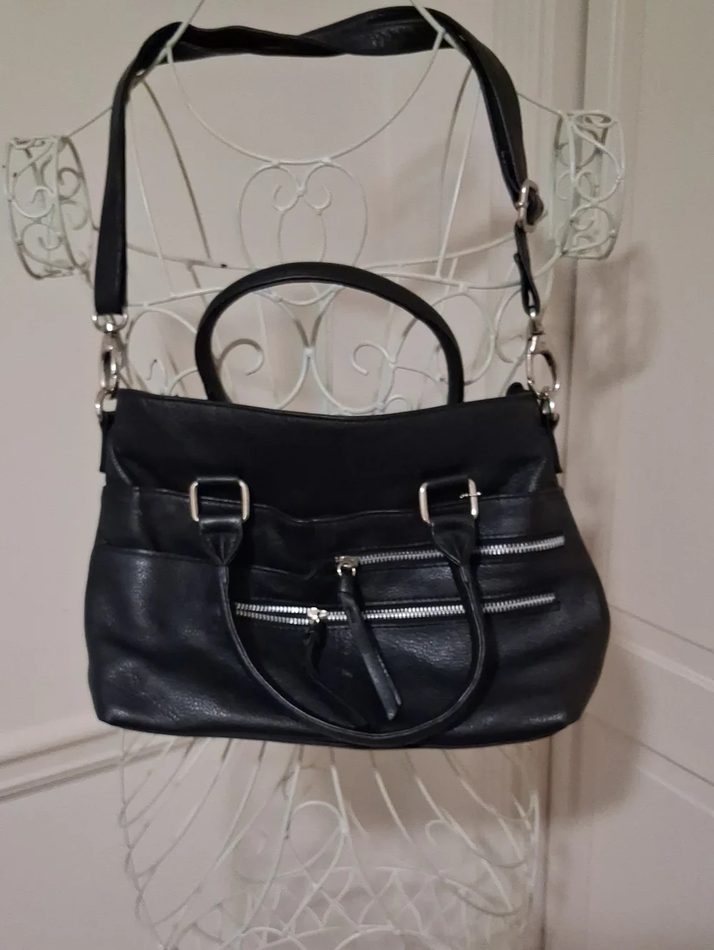 Black Women's Shoulder Bag with Double Handles